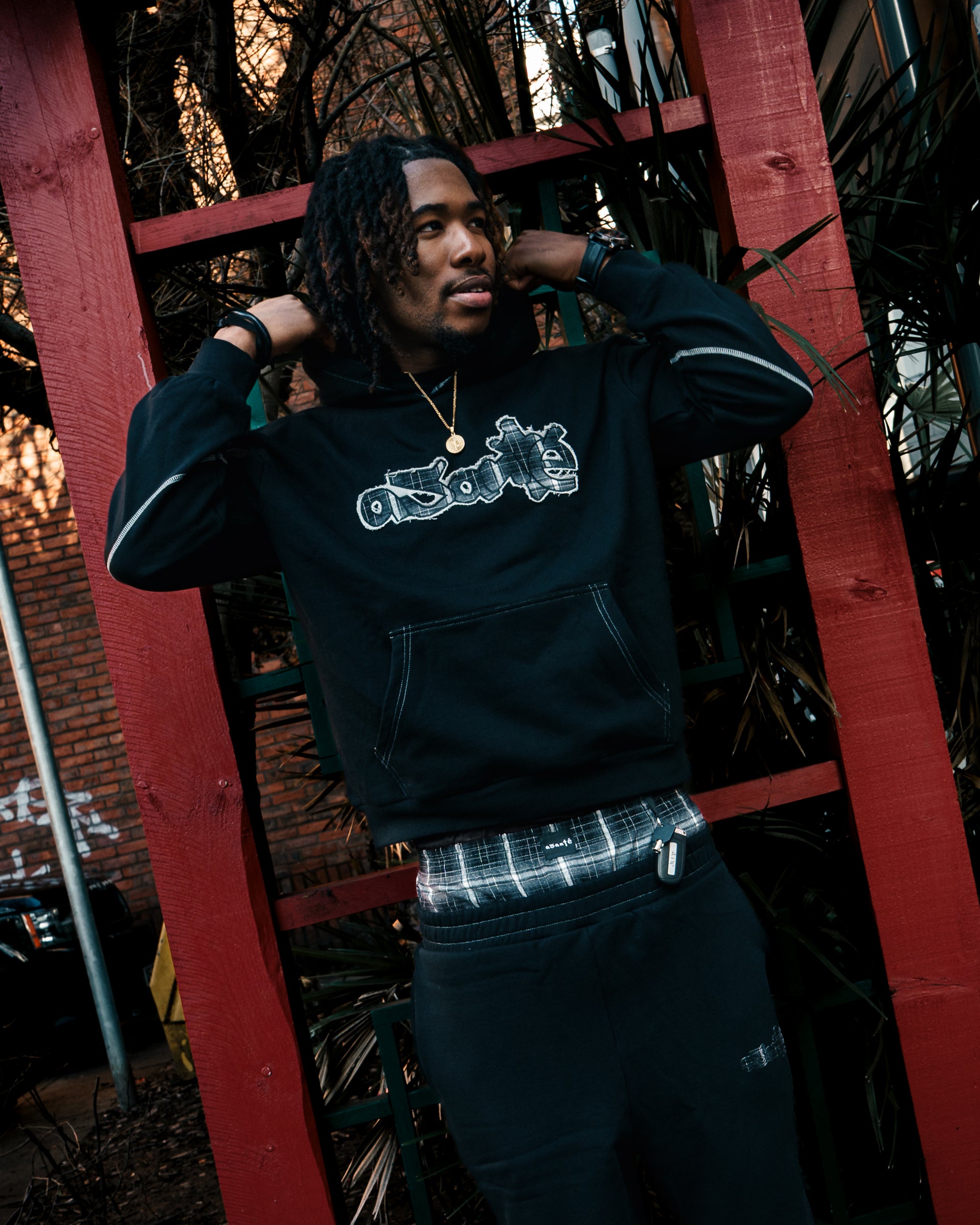 Asanté Blackout Plaid Hoodie